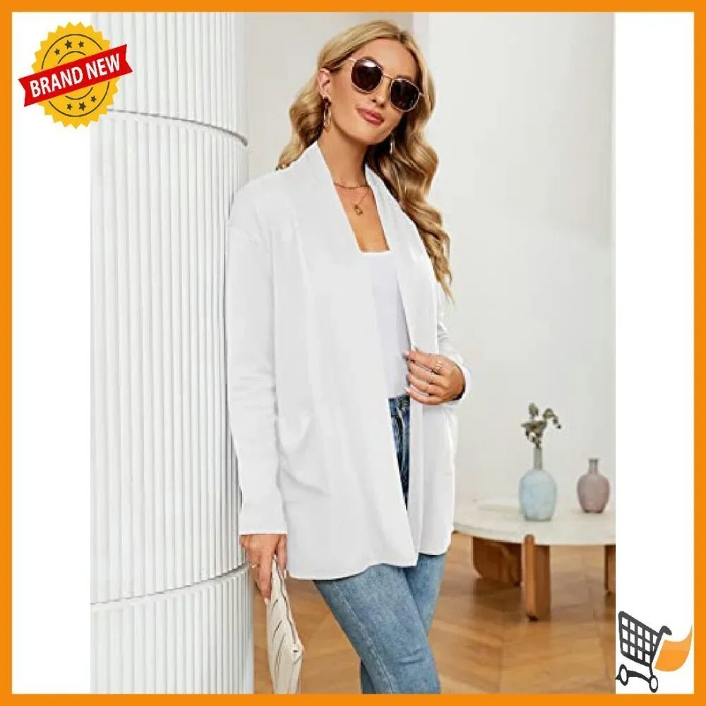 Long Sleeve Open Front Cardigan with Pockets Lightweight Loose Fit